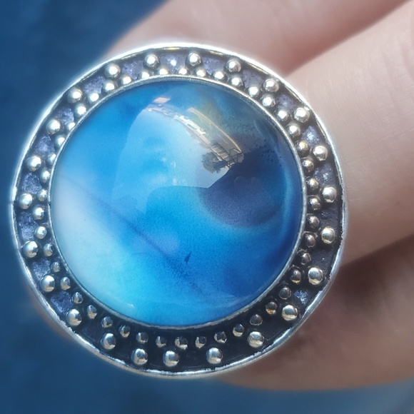 New Galaxy Celestial, Abstract, Hypnotic, Optical Illusion Silver Ring. - Picture 9 of 11